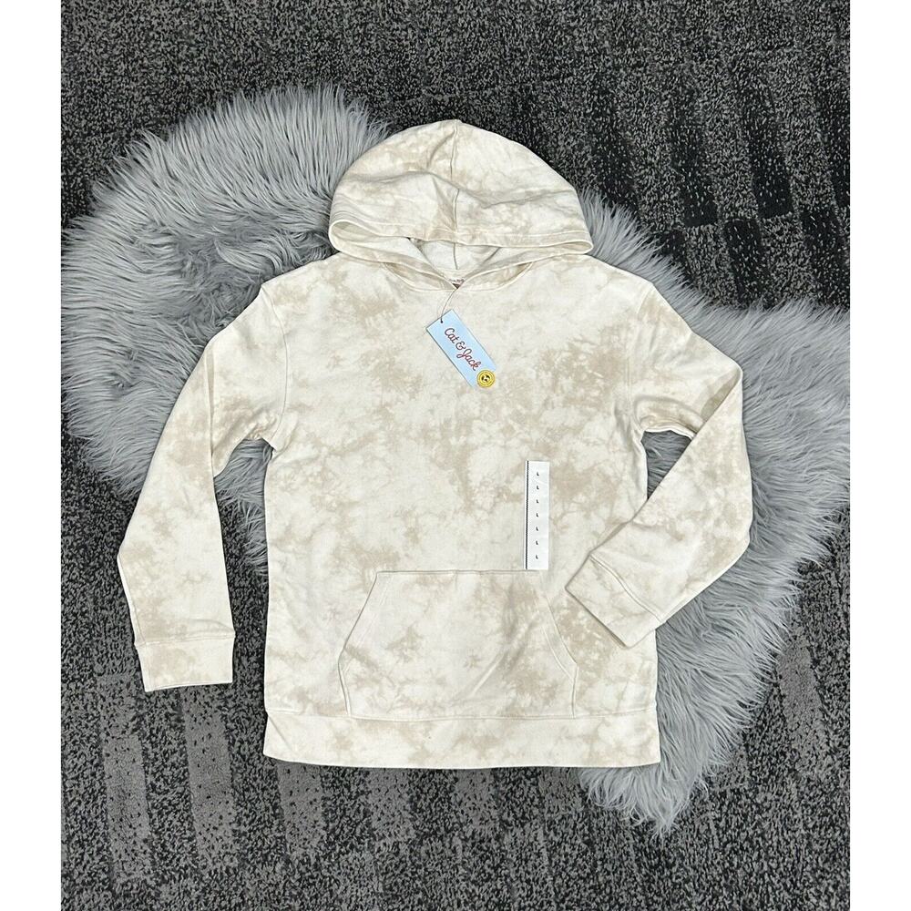 Cat & Jack Beige Large Youth Hooded Tie Dye Hooded Sweatshirt 100%‎ Cotton